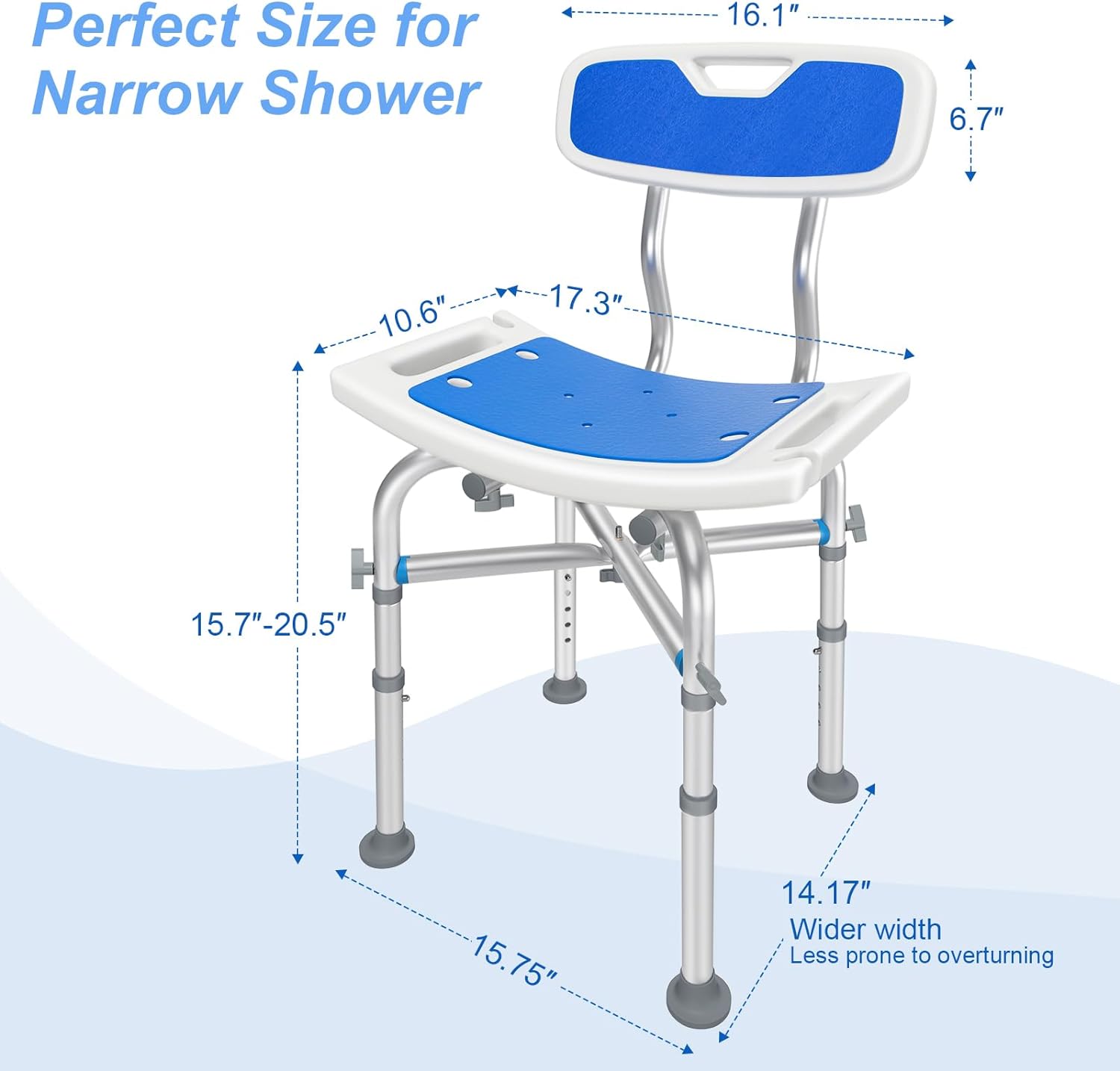 KingPavonini Heavy Duty Shower Chair, Height Adjustable Bath Seat with EVA Pad, Anti-Slip Tool-Free Assembly