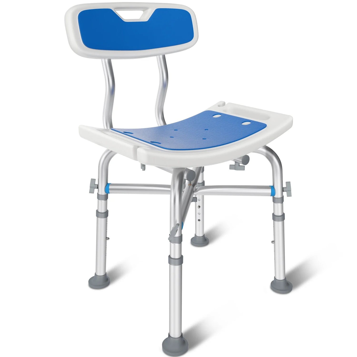 KingPavonini Heavy Duty Shower Chair, Height Adjustable Bath Seat with EVA Pad, Anti-Slip Tool-Free Assembly