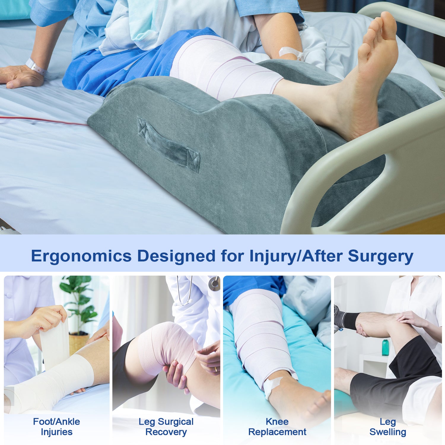 KingPavonini Adjustable Leg Elevation Pillows for After Surgery (Single Leg)