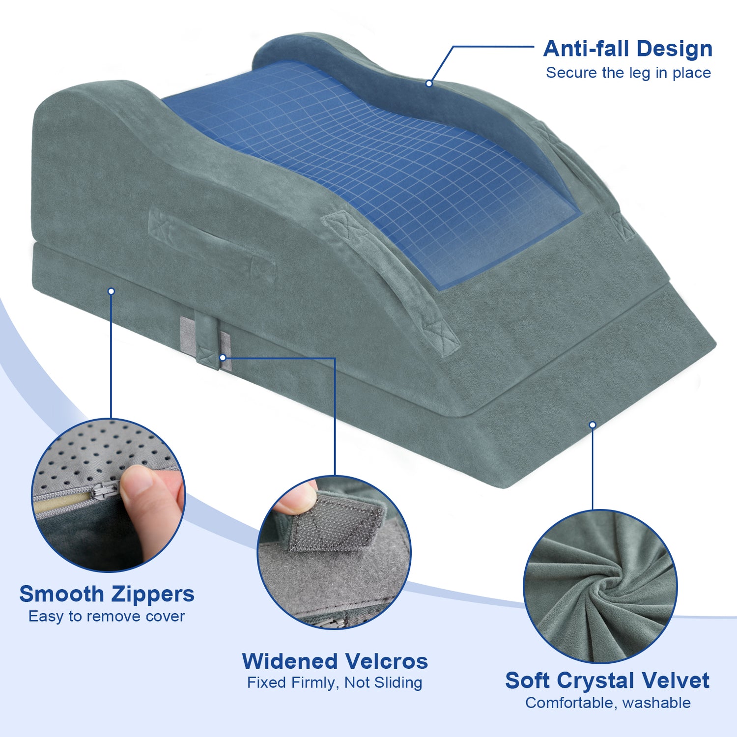 KingPavonini Adjustable Leg Elevation Pillows for After Surgery with Ergonomic Curve (Double Leg)