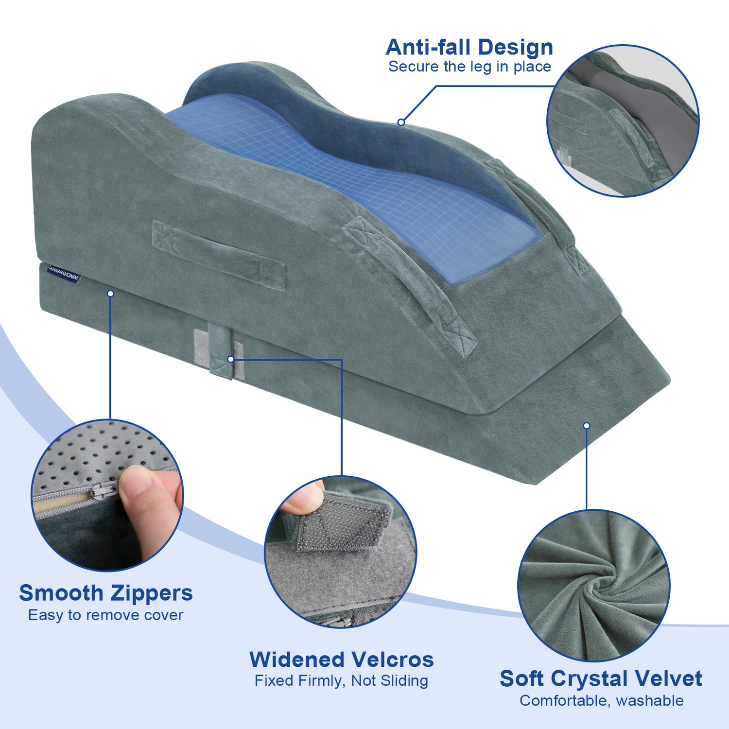 KingPavonini Adjustable Leg Elevation Pillows for After Surgery (Single Leg)