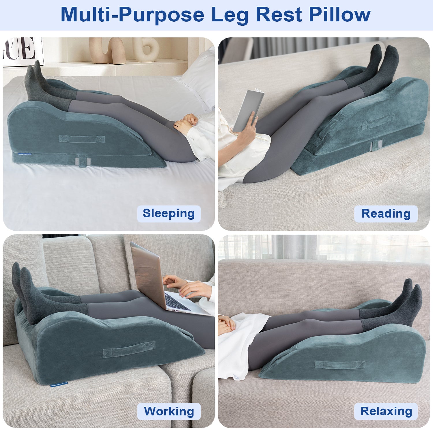 KingPavonini Adjustable Leg Elevation Pillows for After Surgery with Ergonomic Curve (Double Leg)