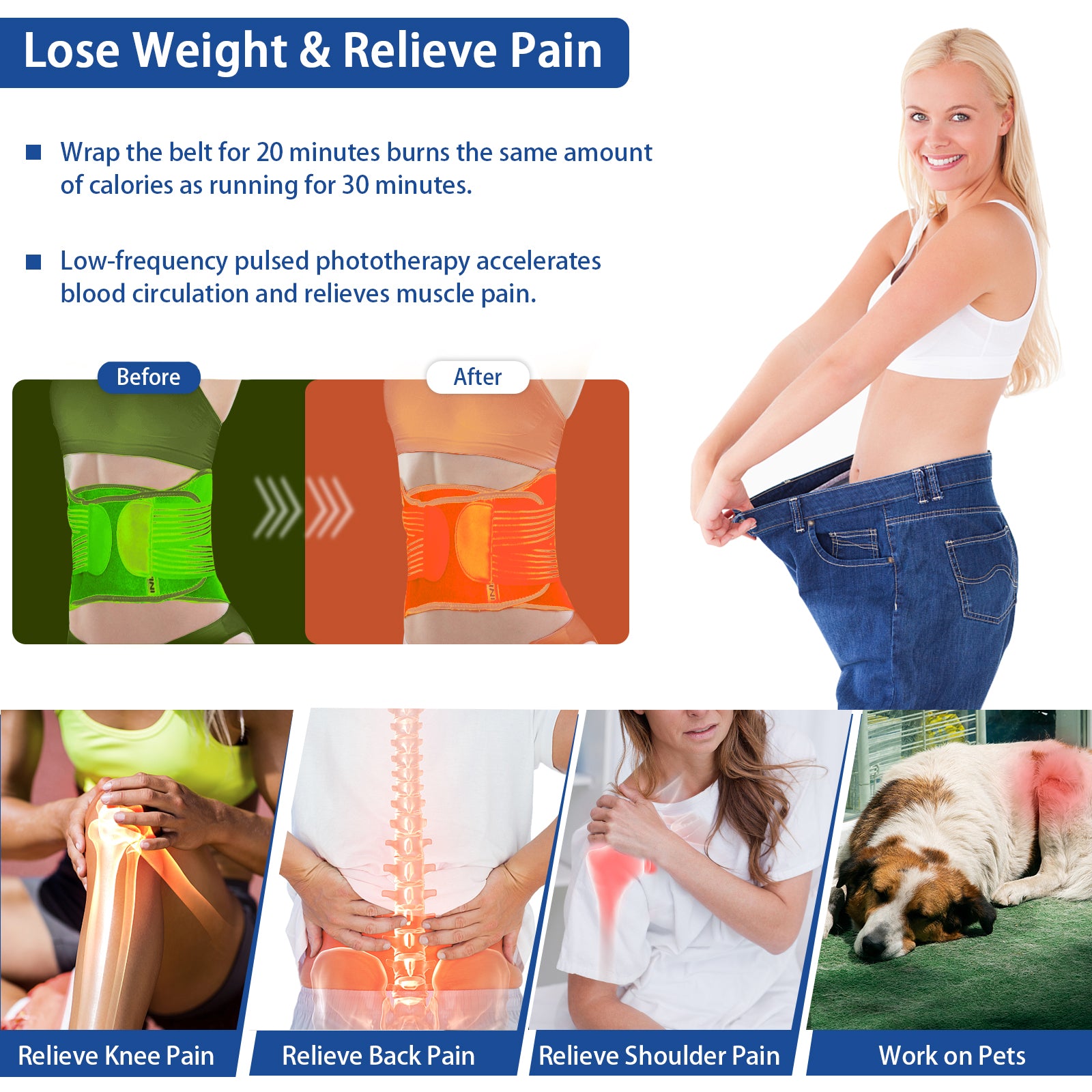 KingPavonini Red Light Therapy Belt, 140 LEDs 630/660/850nm Infrared Light Therapy with Compression Strap, Red Light Therapy for Body, Back, Shoulder & Waist Comfort and Relief