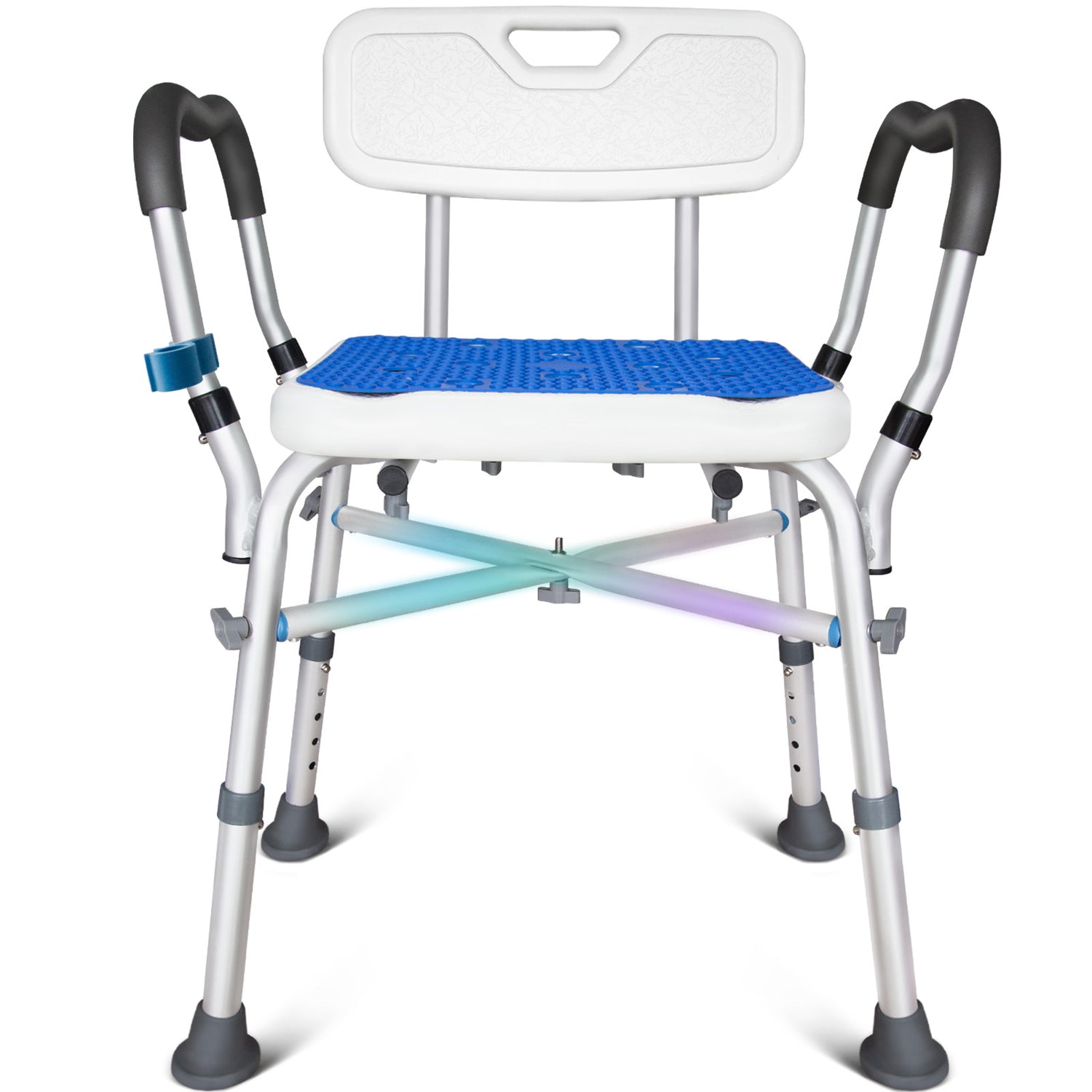 KingPavonini Shower Chair for Inside Shower, 550LBs Heavy Duty Bath Chair with Arms, Medical Shower Seat, Bath Stool Saftey Shower Bench with Reinforced Crossing Bar for Elderly, Adults, Disabled