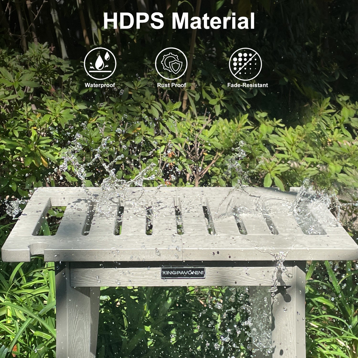 KingPavonini HDPS Shower Benches for Inside Shower to Sit on, Waterproof Shower Stool for Shaving Legs, Heavy Duty 400LBS Shower Seat with Storage Shelf, Shower Chair for Bathroom/Indoor/Outdoor Use