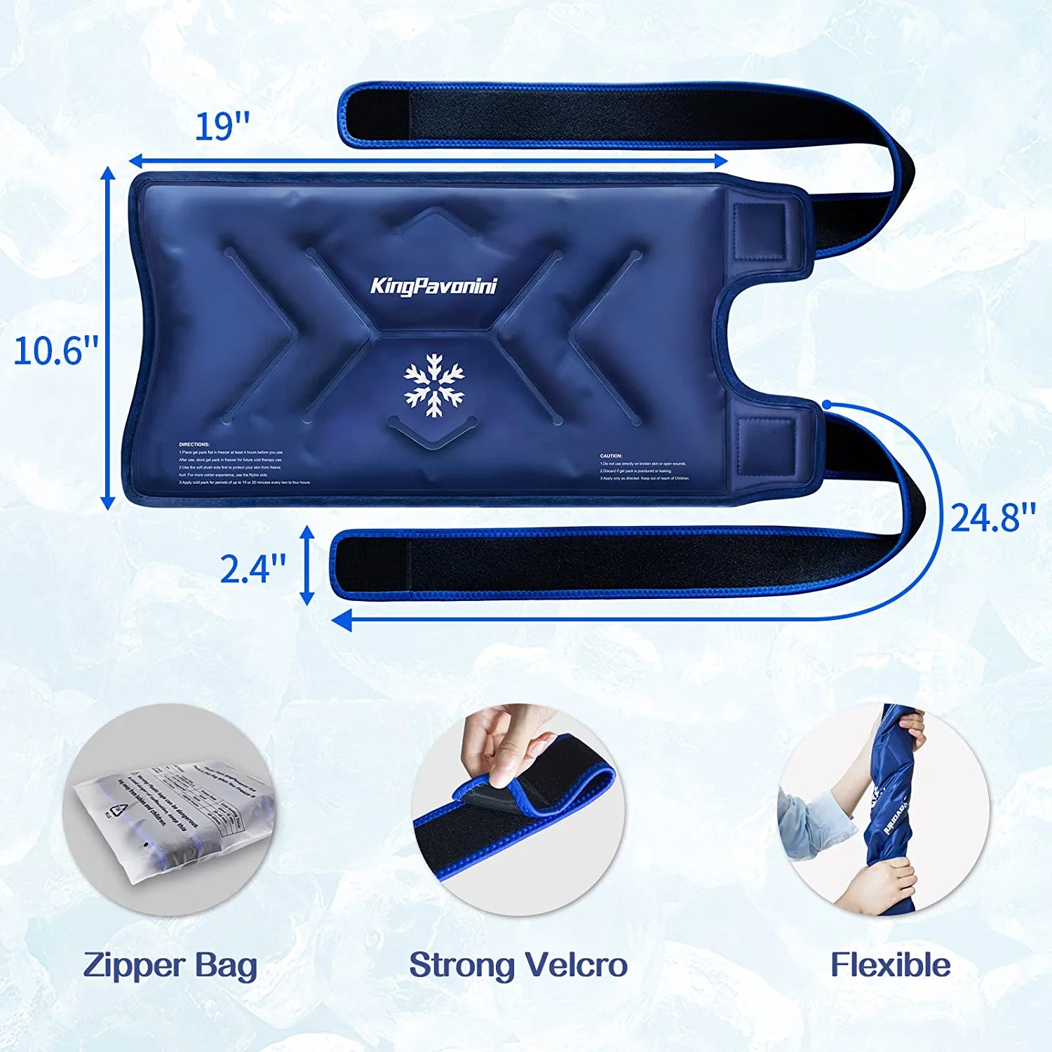 KingPavonini XXL Ice Pack Wrap Around Entire Knee After Surgery, Reusable Gel Large Ice Pack for Knee Injuries, Pain Relief, Swelling, Knee Surgery, Sports Injuries, 1 Pack Blue
