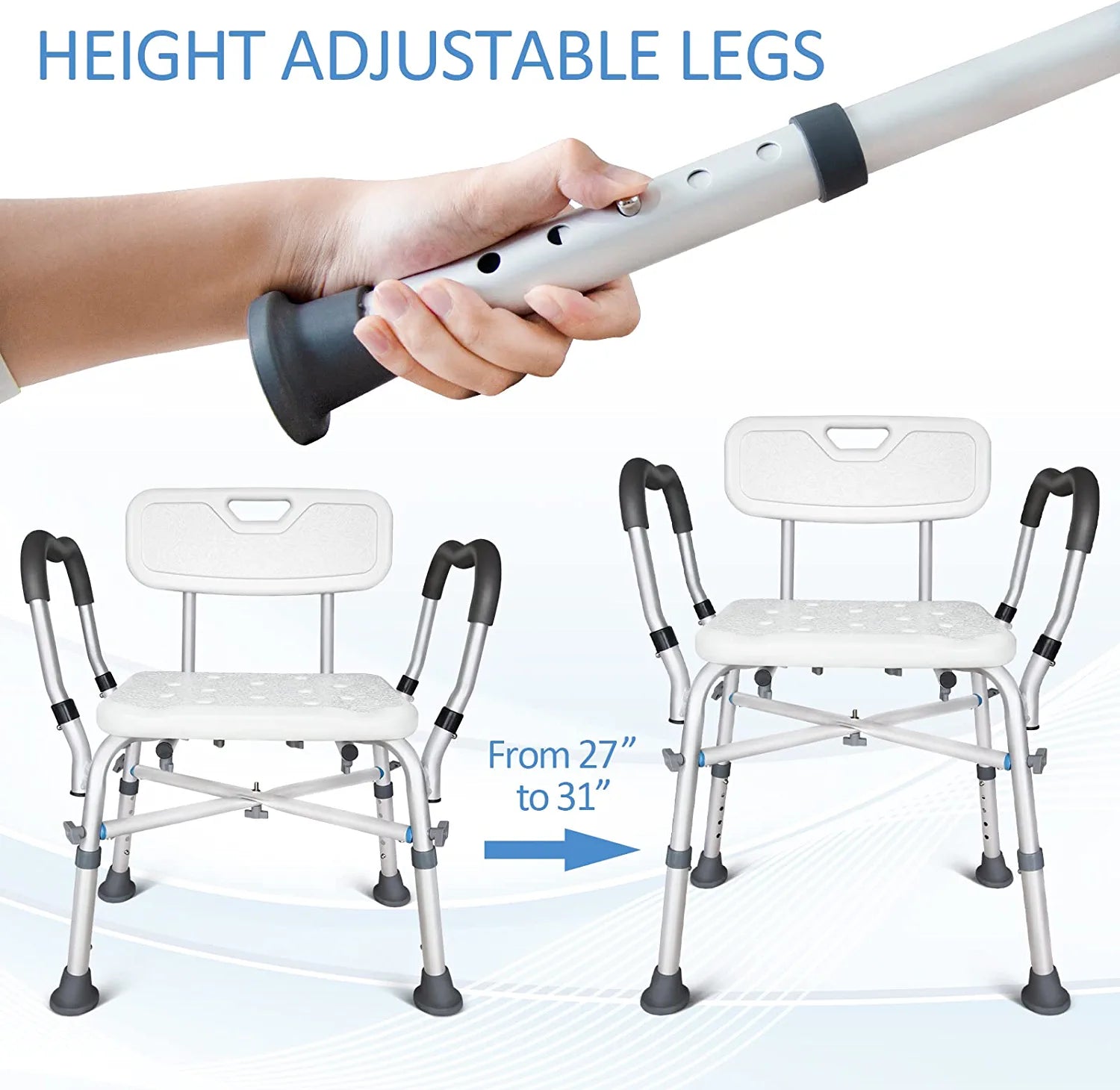 KingPavonini Shower Chair for Inside Shower, 550LBs Heavy Duty Bath Chair with Arms, Medical Shower Seat, Bath Stool Saftey Shower Bench with Reinforced Crossing Bar for Elderly, Adults, Disabled