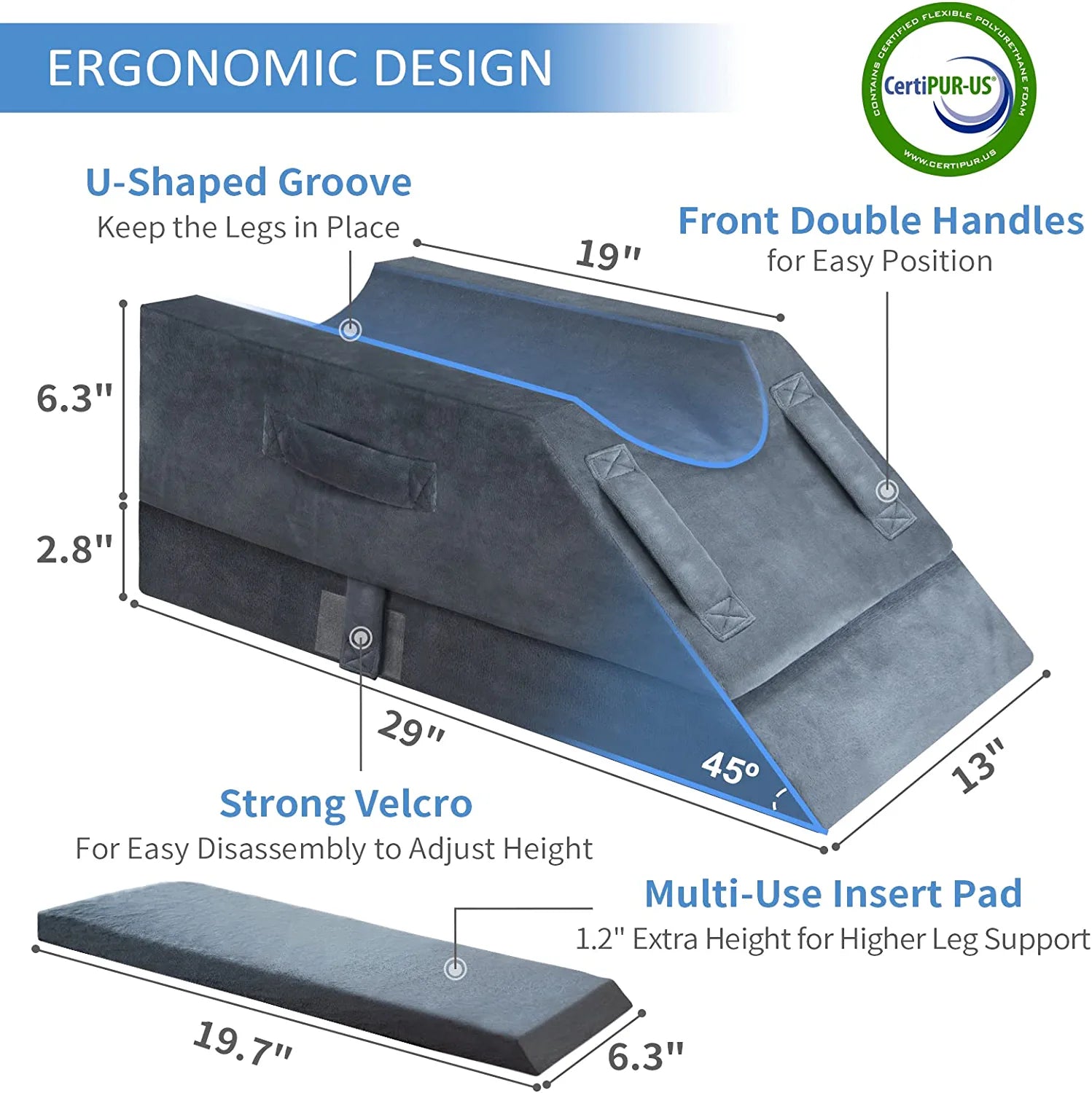 KingPavonini® 4-Height Adjustable Leg Elevation Pillow