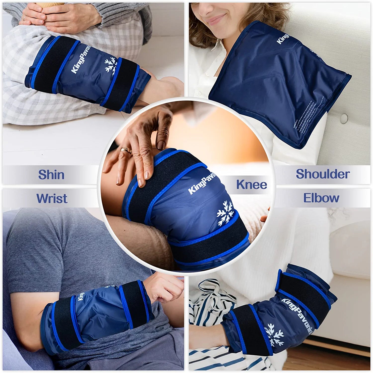 KingPavonini XXL Ice Pack Wrap Around Entire Knee After Surgery, Reusable Gel Large Ice Pack for Knee Injuries, Pain Relief, Swelling, Knee Surgery, Sports Injuries, 1 Pack Blue