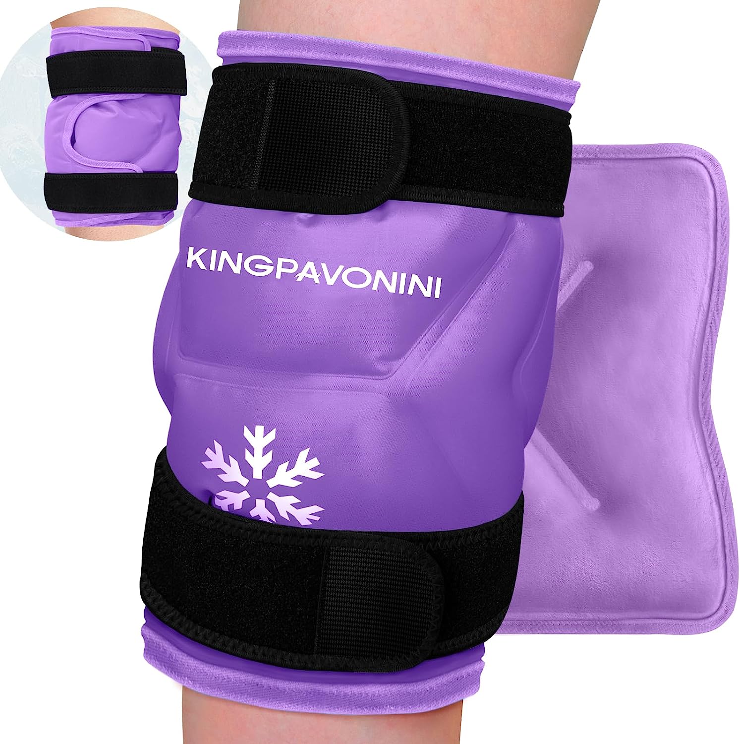 KingPavonini XXL Ice Pack Wrap Around Entire Knee After Surgery, Reusable Gel Large Ice Pack for Knee Injuries, Pain Relief, Swelling, Knee Surgery, Sports Injuries, 1 Pack Blue