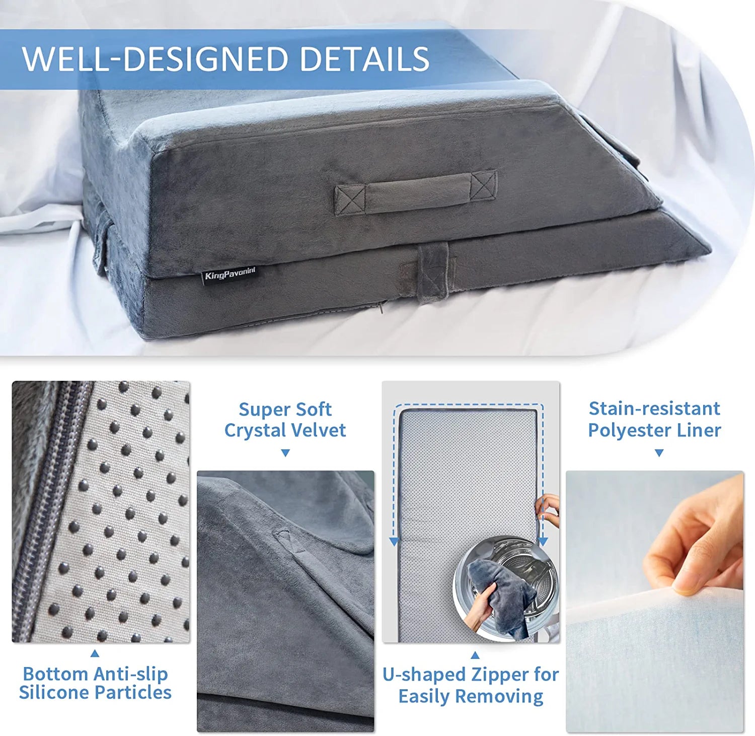 KingPavonini® 4-Height Adjustable Leg Elevation Pillow