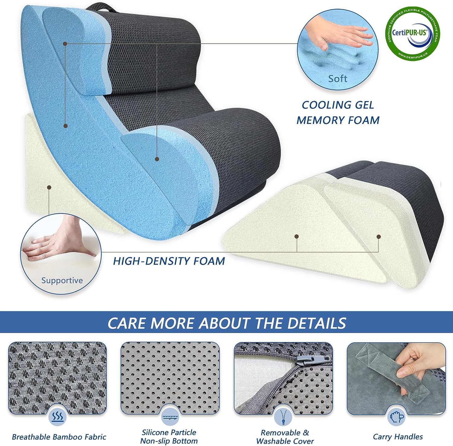 KingPavonini® 6PCS Orthopedic Bed Wedge Pillow for Sleeping