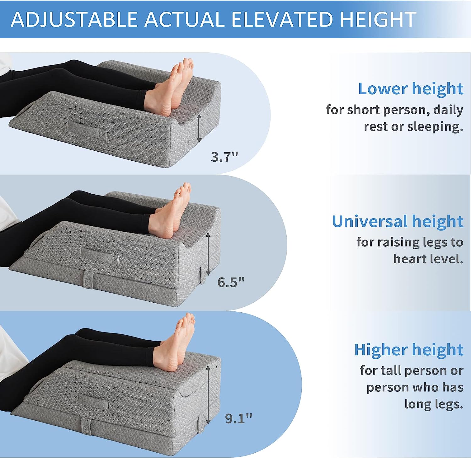 Leg Elevation Pillow with Memory Foam Top - Elevating Leg Rest to Reduce Swell