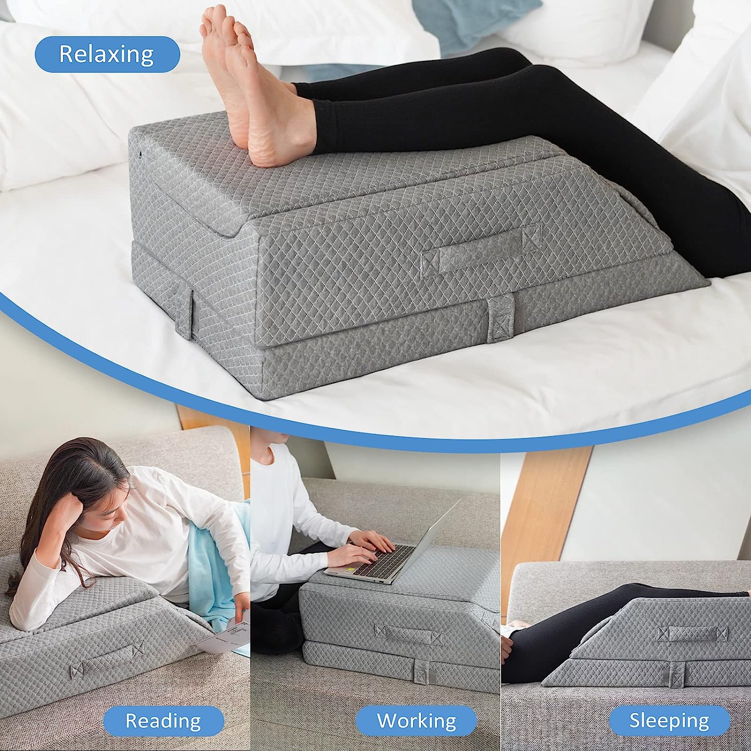 Leg Elevation Pillow with Memory Foam Top - Elevating Leg Rest to Reduce Swell