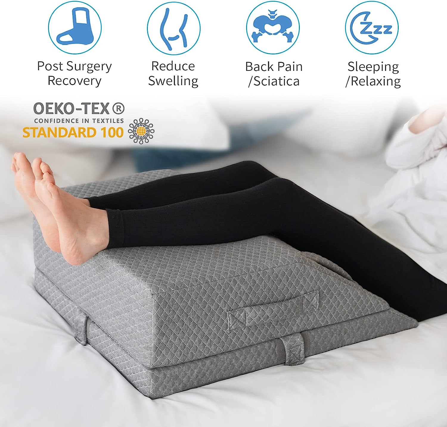 Kolbs EXTRA WIDE Leg Elevation Pillow | Chic Jacquard Cover | XL And