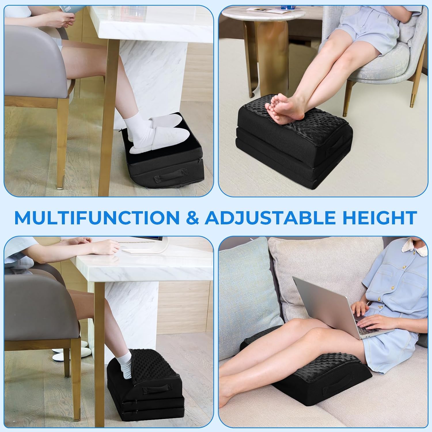 Adjustable under Desk Footrest Feet and Leg Rest Pillow with
