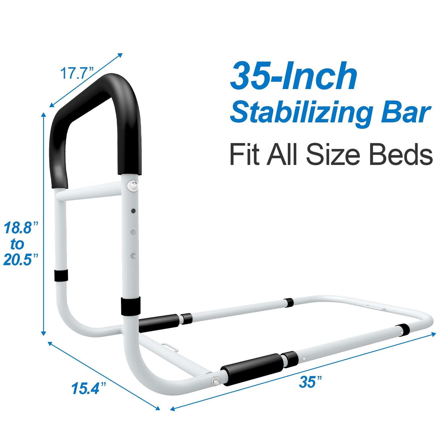 KingPavonini® Bed Side Assist Handle Bar Safety Bed Rail for Elderly Adults(Large-Support Up to 400lbs)