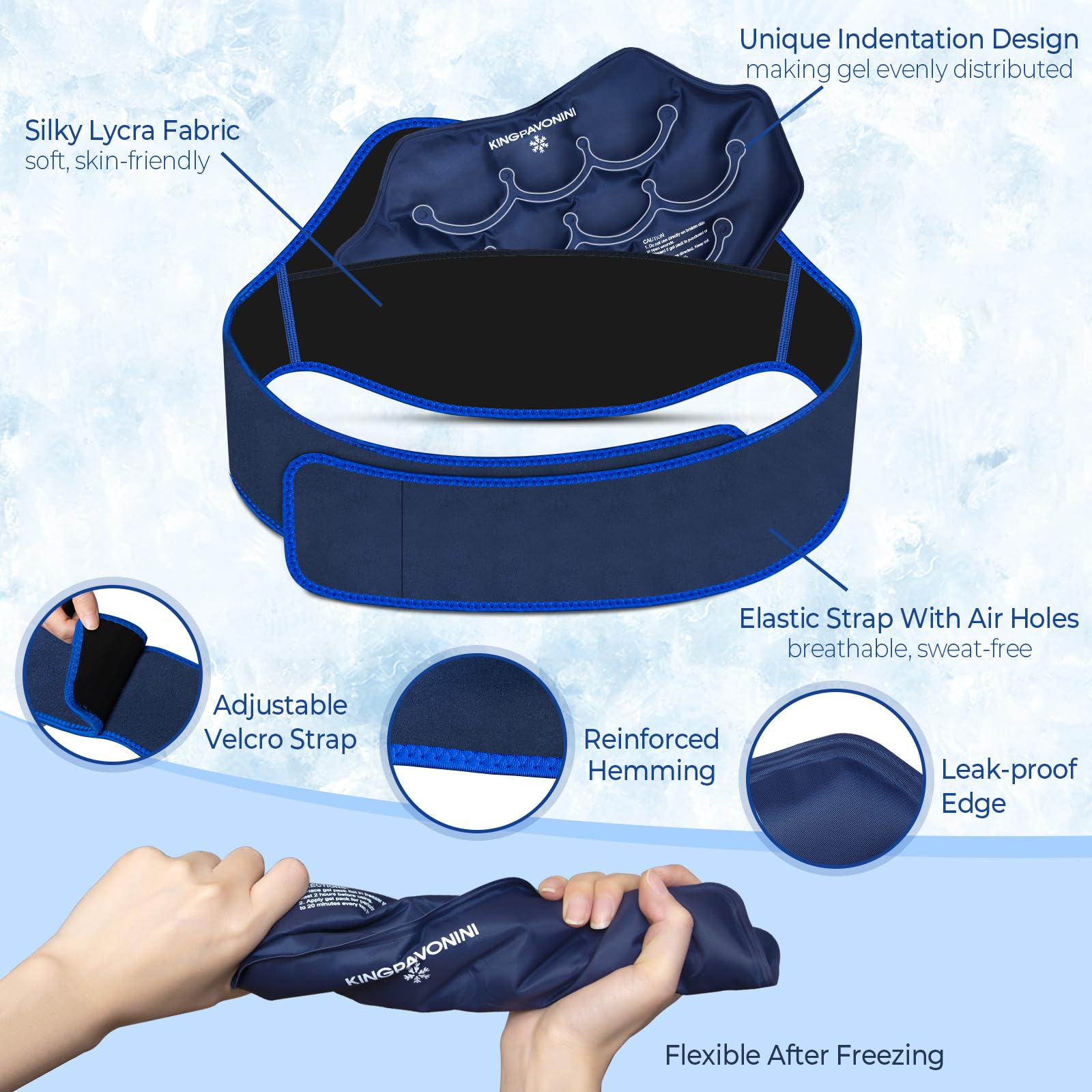 KingPavonini Extra Large Ice Pack for Back Pain Relief with Extension Strap, 2 Pack Reusable Lower Back Gel Ice Pack Wrap for Lumbar Surgery, Sciatica, Herniated Disc, Coccyx Pain, Cold/Hot Therapy