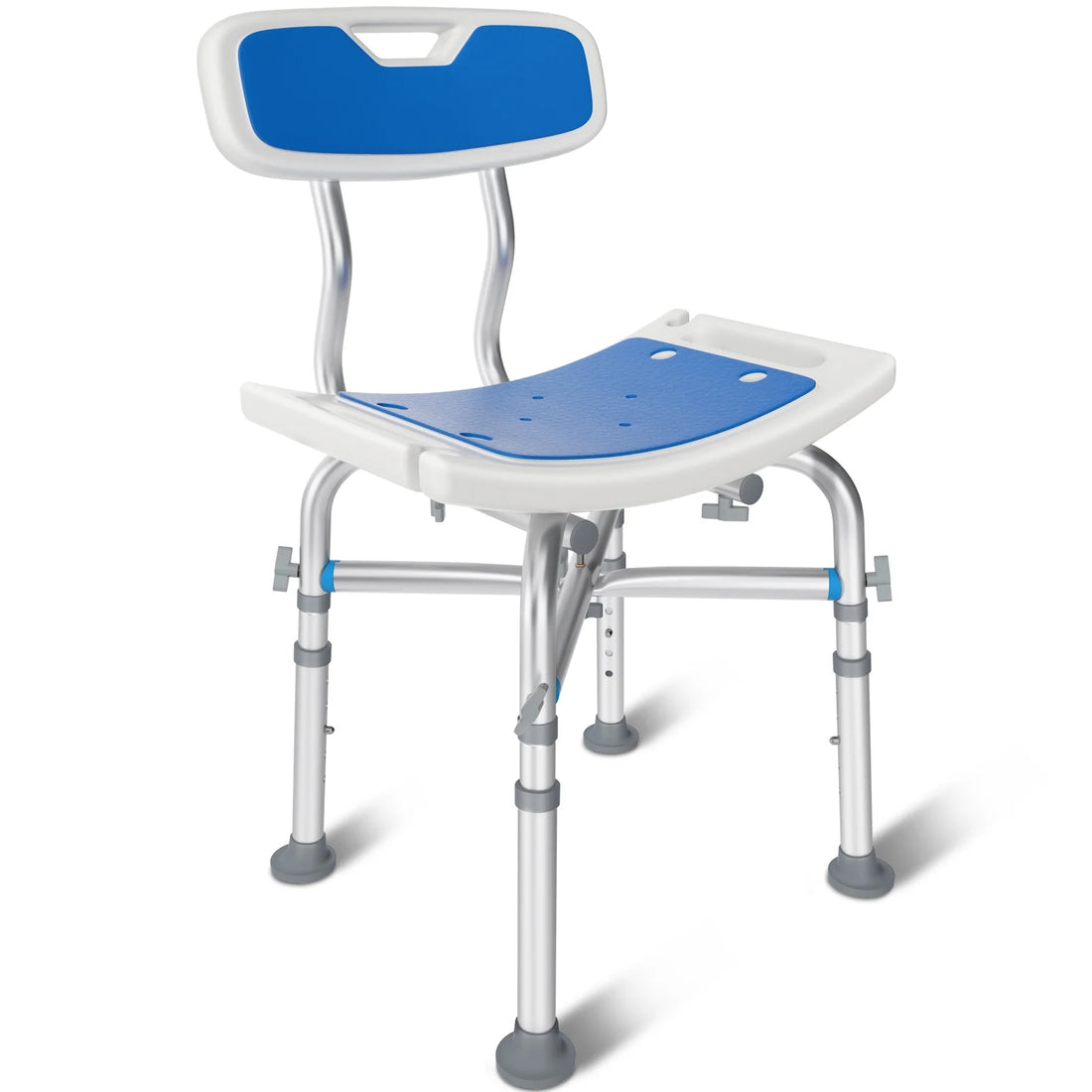 KingPavonini® Heavy Duty Shower Chair with Back 550lb, Height Adjustable Bath Seat with EVA Pad