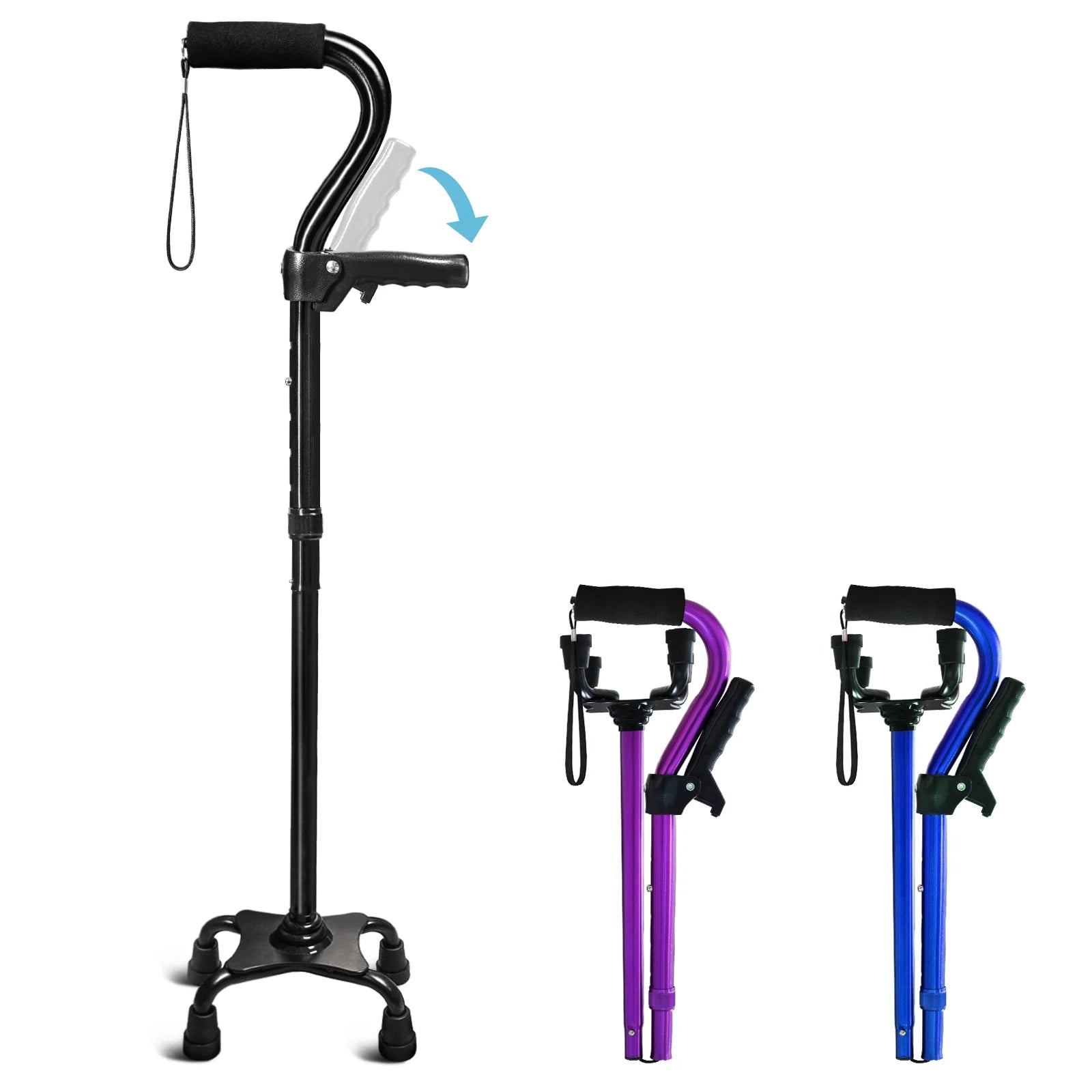 KingPavonini® Adjustable Walking Cane with 4-Pronged Base