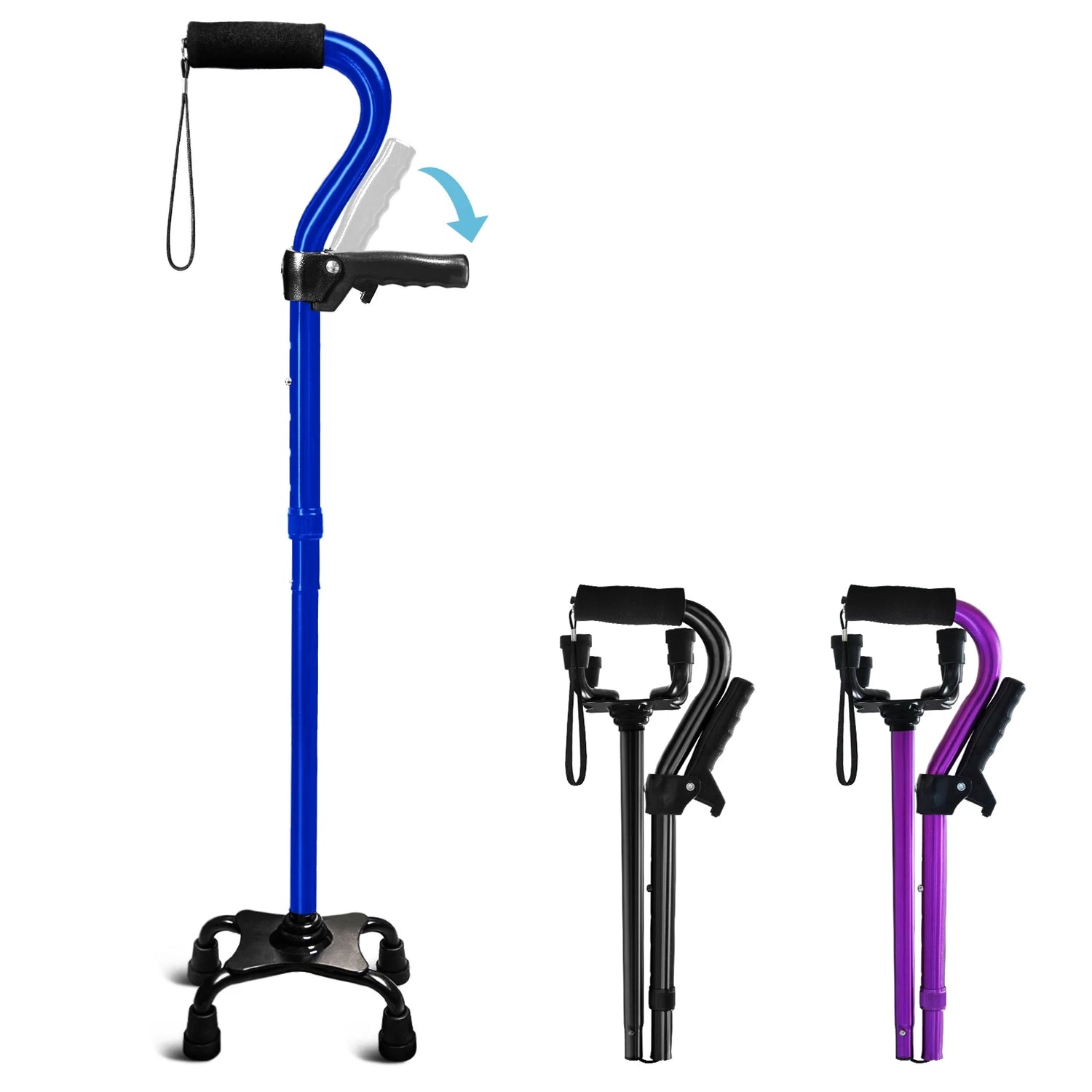 KingPavonini® Adjustable Walking Cane with 4-Pronged Base