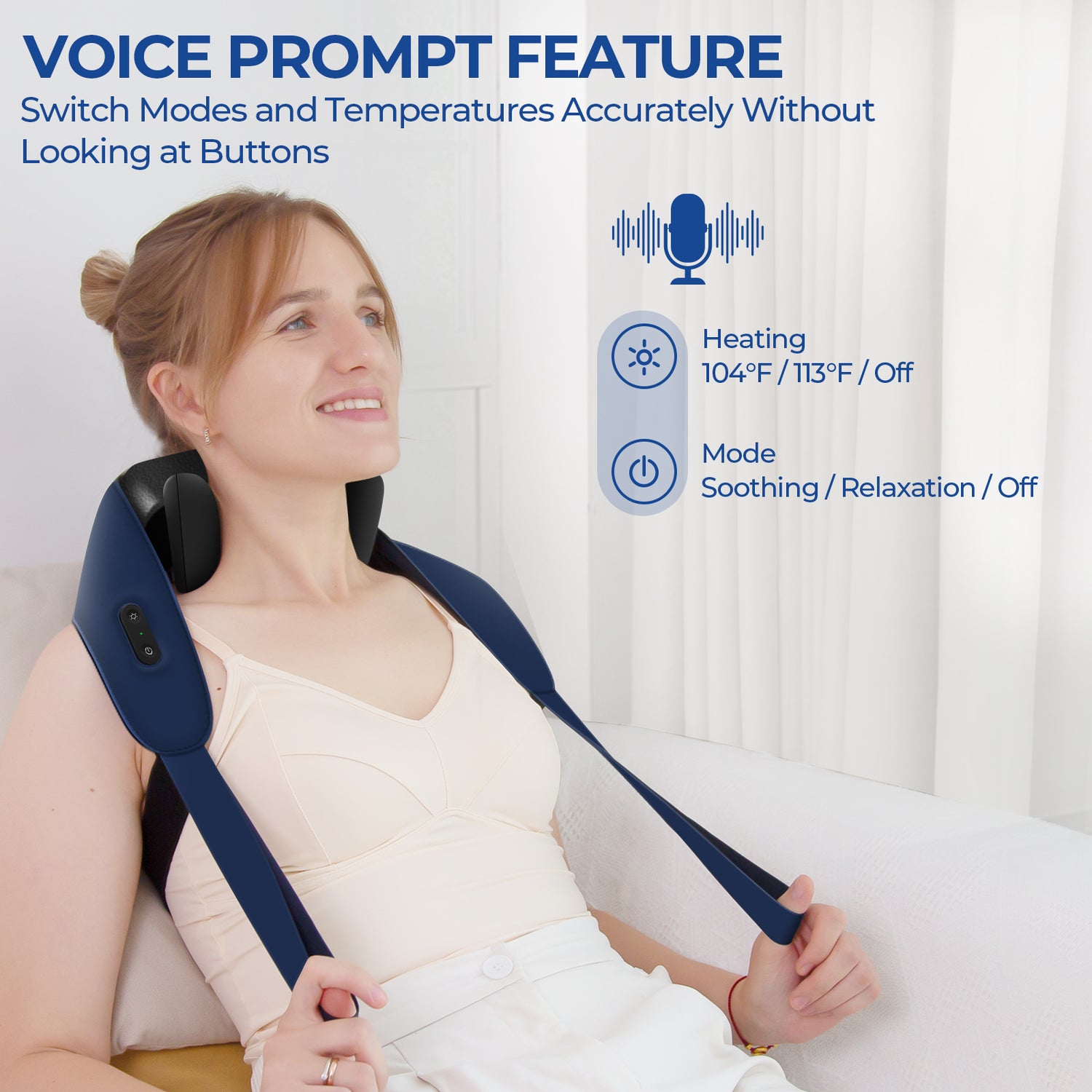 KingPavonini®  Neck Massager with Voice Prompt, Wireless Shoulder Massager with Heat, 6D Shiatsu Back and Neck Massager for Pain Relief Deep Tissue at Home Office