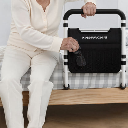 Bed Rails for Elderly Adults Safety - ASTM Approved 2026 Upgrade Adjustable Bed Cane with Non-Slip Ergonomic Handle &amp; Storage Pocket, Bed Railings for Seniors Load 400 LBS, Tool-Free, Model BM03-1