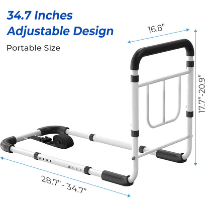 Bed Rails for Elderly Adults Safety - ASTM Approved 2026 Upgrade Adjustable Bed Cane with Non-Slip Ergonomic Handle &amp; Storage Pocket, Bed Railings for Seniors Load 400 LBS, Tool-Free, Model BM03-1