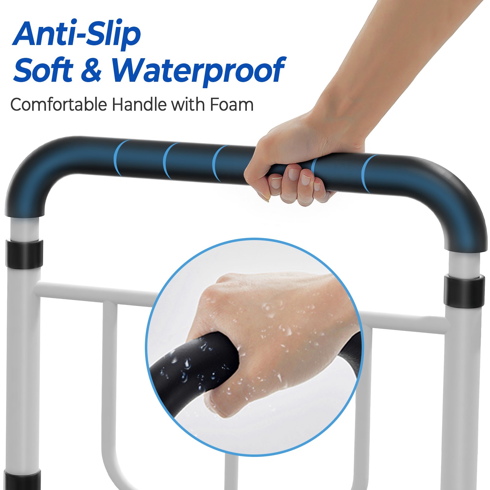 Bed Rails for Elderly Adults Safety - ASTM Approved 2026 Upgrade Adjustable Bed Cane with Non-Slip Ergonomic Handle &amp; Storage Pocket, Bed Railings for Seniors Load 400 LBS, Tool-Free, Model BM03-1