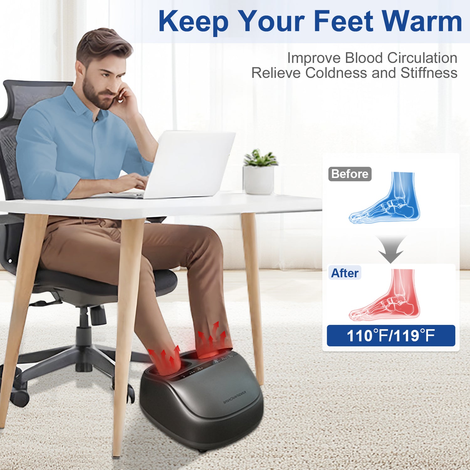 KingPavonini® Shiatsu Foot Massager Machine with Heat