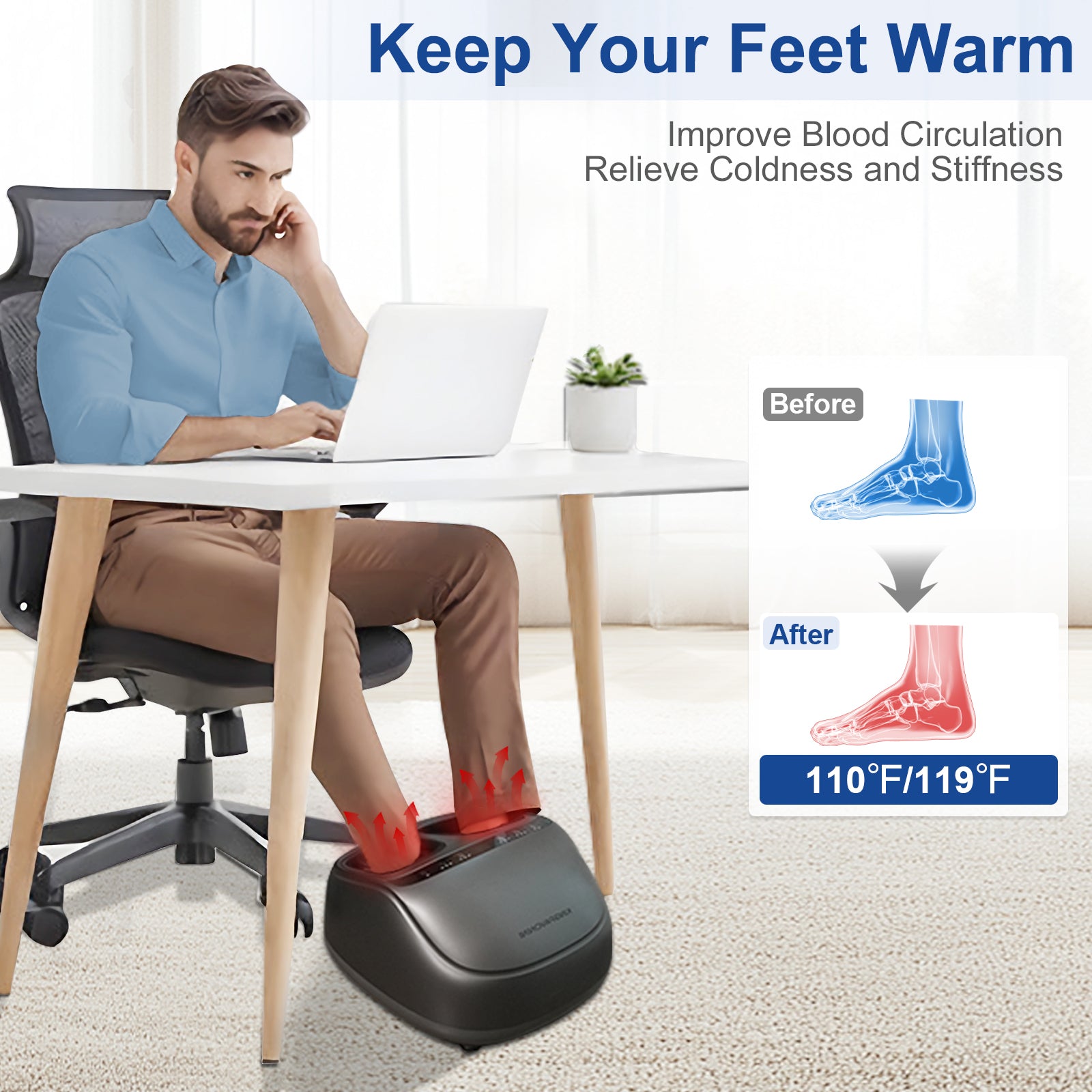 KingPavonini® Shiatsu Foot Massager Machine with Heat