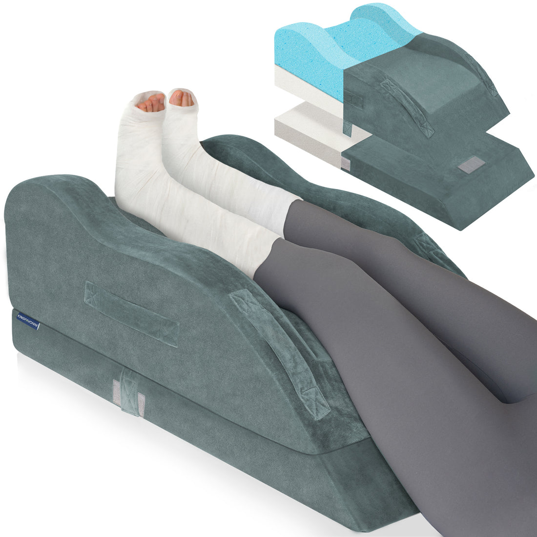 KingPavonini Adjustable Leg Elevation Pillows for After Surgery with Ergonomic Curve (Double Leg)