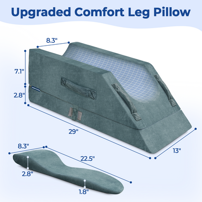 KingPavonini 4-Height Adjustable Leg Elevation Pillows for After Surgery with Ergonomic Curve, Memory Foam Wedge Pillow for Legs Swelling and Pain Relief, Knee Replacement Recovery Aids (Single Leg)
