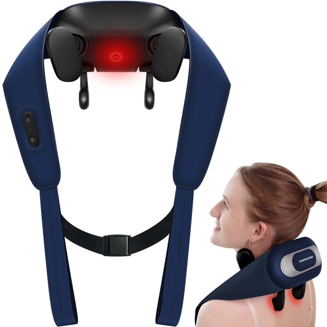 KingPavonini®  Neck Massager with Voice Prompt, Wireless Shoulder Massager with Heat, 6D Shiatsu Back and Neck Massager for Pain Relief Deep Tissue at Home Office