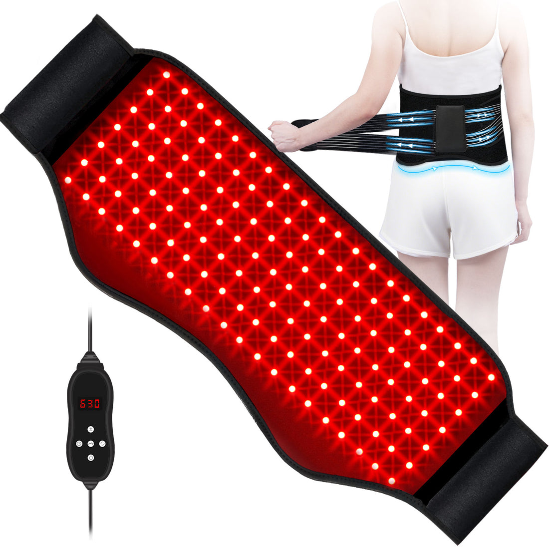 KingPavonini Red Light Therapy Belt, 140 LEDs 630/660/850nm Infrared Light Therapy with Compression Strap, Red Light Therapy for Body, Back, Shoulder &amp; Waist Comfort and Relief