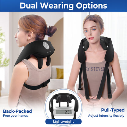 KingPavonini Neck Massager Width Adjustable with Voice Prompt, Wireless Back Massager with Heat, 6D Shiatsu Shoulder and Neck Massager for Pain Relief Deep Tissue at Home Office