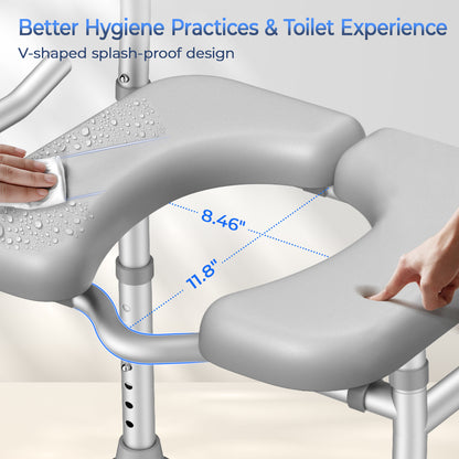 KingPavonini Raised Toilet Seat with Handles for Elderly, 500 lbs Capacity Adjustable Height &amp; Width, Toilet Seat Risers for Seniors, Handicap &amp; Pregnancy Bathroom Safety, Fits Any Toilet