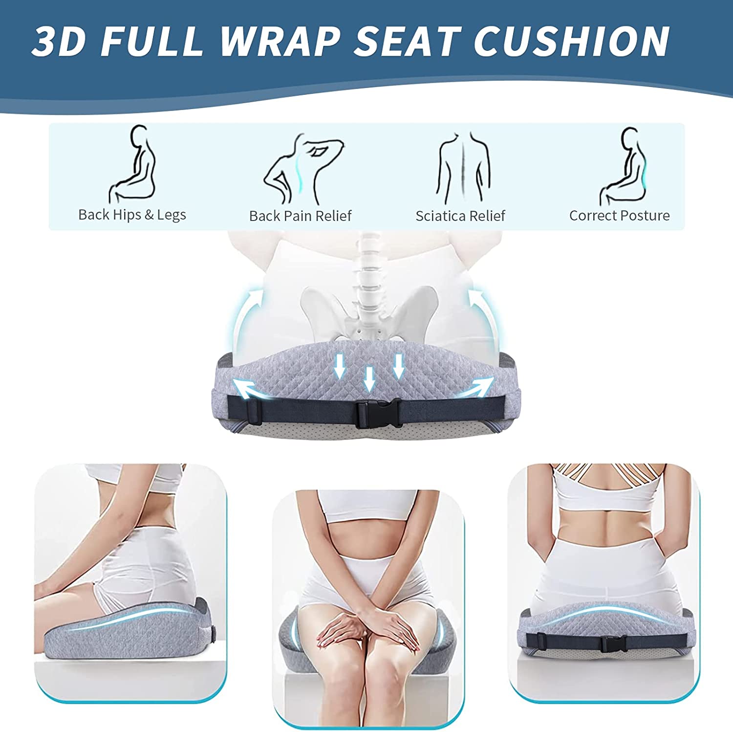 RESTCLOUD Adjustable Lumbar Support Pillow for Sleeping Memory Foam Back  for Lower Pain Relief for Sleeping for Bed and Chair