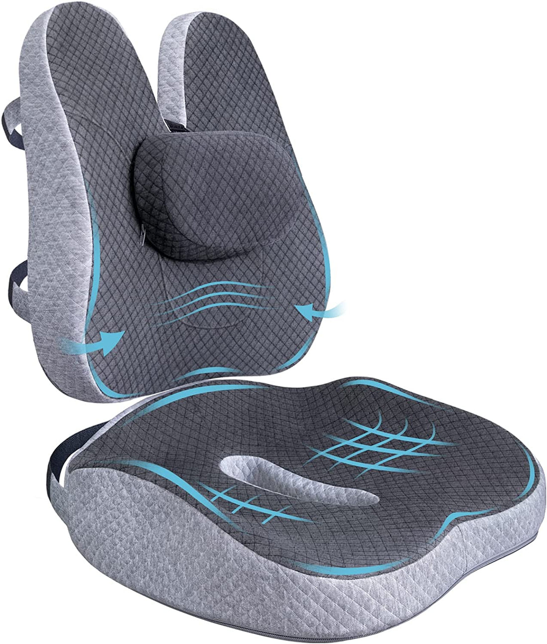 KingPavonini® Memory Foam Seat Cushion &amp; Lumbar Support Pillow