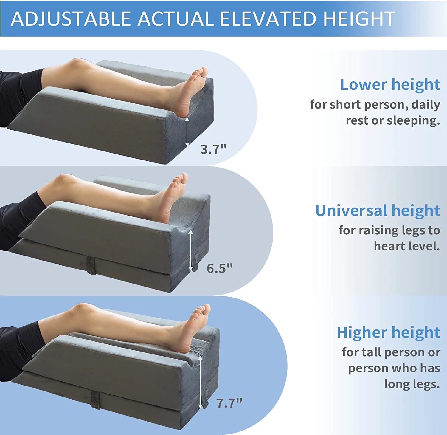 KingPavonini® 4-Height Adjustable Leg Elevation Pillow